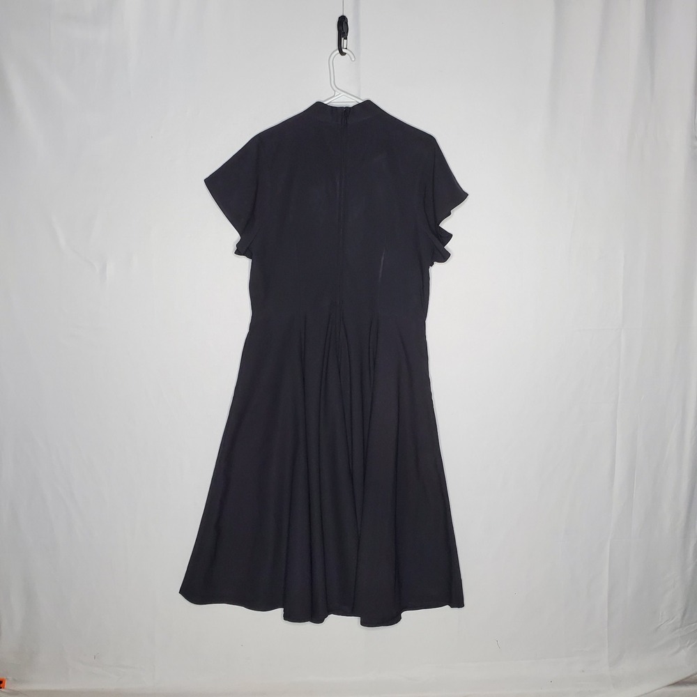 Unique Vintage Dress XL 14 Rockabilly Pinup Retro Rose Embroidered Whimsygoth - Picture 2 of 14